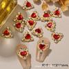 Nueva Joyería para Manicura Corazón Rojo Diamante Aleación Diamante Manicura Gota de Agua Corazón Uña Metal Usable Joyería para Uñas