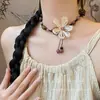 Novo Estilo Chinês Tendência Nacional Flor de Palha Colar com Contas Bodhi Estilo Antigo Aparência Sofisticada Estilo Boêmio Colar Longo