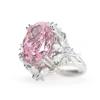 Transmisión en Vivo de Tiktok Anillo de Zafiro Real para Mujer Gran Quilate Súper Brillante Rombo Diamante Rosa Anillo Flor de Cerezo de Prosperidad