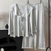 Pijamas de mujer de primavera y otoño de seda de hielo de manga larga, traje retro francés, Internet Celebrity Live Summer, ropa de lujo ligera para el hogar de alta gama