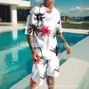 2024 nuevo traje deportivo casual de manga corta con pantalones cortos para hombre, camiseta con estampado digital 3D de dibujos animados, comercio exterior transfronterizo