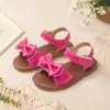 Sandálias Leves Resistentes ao Desgaste para Meninas Pequenas, Uso Diário, Multicor, Laço Brilhante, Estilo Retro Pastoral
