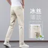 2026 Nuevos Pantalones de Verano de Alta Gama de Color Claro Delgados Jeans de Seda Helada Ultra Delgados para Hombre Rectos Casuales Pantalones para Hombre