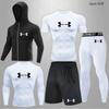Traje esportivo transfronteiriço masculino para fitness, calça legging de secagem rápida, seda gelada, equipamento de corrida, traje para corrida matinal, traje de treino para basquete, atletismo