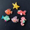 Lentejuelas de dibujos animados de animales marinos, peces pequeños, estrellas de mar, accesorios de resina para bricolaje, pegatinas caseras para refrigerador, decoración de funda de teléfono color crema