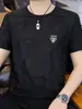 Camiseta Estampado Oscuro para Hombre de Manga Corta de Verano de Seda de Hielo Cuello Redondo Camiseta Fresca Sedosa de Media Manga Top de Seda de Hielo Cuello Redondo Media Manga para Hombre