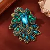 Broche Grande de Flor y Hoja de Cristal Estilo Exagerado Europeo y Americano Broche de Flor Grande de Cristal para Mujer Ropa de Traje Chaqueta Abrigo Accesorios Retro Elegantes de Gama Alta
