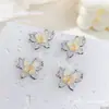 Famosos en Internet adornos para uñas de mariposa de doble capa, tridimensionales, incrustados con diamantes, láser inteligente, color hielo transparente, mariposa, decoración de uñas DIY