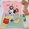 Pijama de Seda de Leche Pijama de Manga Corta Camisón de Mujer Verano Holgado Tallas Grandes Dibujos Animados Lindos Ropa para el Hogar