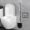 Escova de vaso sanitário doméstica sem canto morto para limpeza de banheiro, montada na parede sem furos, escova de lavar vaso sanitário com cabo longo, limpador de vaso sanitário