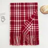 Bufanda de cuadros estilo británico de cachemira sintética, unisex, para otoño e invierno, con flecos, versátil, cálida, a prueba de viento y que irradia una vibra sofisticada