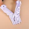 Luvas de Cetim com Laço Personalizadas pelo Fabricante Acessórios para Vestido de Festa Performance Infantil Proteção Solar Estilo Longo para Meninas