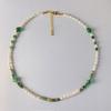 Collar de Perlas con Cuentas de Ágata de Piedra Verde Estilo Coreano Ins Dulce Combinable a la Moda Pequeño Collar de Oficina Pública para Mujer