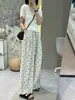 Pantalones Anchos de Lino con Lunares para Mujer con Cintura Elástica, Frescos y Ultradelgados para Verano, Pierna Recta, Corte Holgado Casual para Cuerpo Tipo Pera