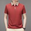 Camisa tipo polo manga corta hombre verano 2024 gofrado contraste moda masculina casual chaqueta camiseta una generación de pelo