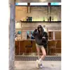 Chamarra Sudadera con Capucha Estilo Retro Americano Coreano para Mujer, Otoño Estilo Perezoso Suelta Cárdigan Versátil con Bloques de Color a Rayas