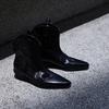 Botines Cortos para Mujer 2026 Estilo Nuevo Botas Martin Corte en V Piel Suave Botines al Tobillo Punta Aguda Marrón Tacón Grueso Botas Vaqueras Occidentales