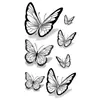 Pegatina de Tatuaje de Araña Mariposa Oscura Blanco y Negro Boceto Flor de Rosa Impermeable Halloween Personalizado Pegatina de Tatuaje para Brazo