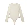 Mono Sexy Calado Transparente de Cuello Redondo Pequeño Ajustado de Manga Larga para Mujer en Otoño con Camiseta Sexy de Malla Ajustada