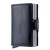 Cartera con tarjetero automático emergente de metal PU con patrón de fibra de carbono integrado, billetera plegable de aleación de aluminio, productos genuinos para hombre, anti-magnética