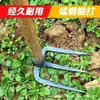 Plantación de verduras de doble propósito, excavación de brotes de bambú, plantación de flores, pico, rastrillo de tres dientes para jardinería, recolección marina, herramienta para voltear la tierra agrícola, azada pequeña con mango de madera, exterior