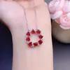 Collar de Granate Rojo Natural Plata de Ley S925 Incrustado con Galvanizado Color Fuego Super Brillante, Piedra para Mujer Granate,