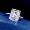 Anillo de Circonita Corte Esmeralda Simulado Nuevo 8*10 de Mu Jing Anillo de Diamante Azúcar Roca Diamante de Alto Carbono Princesa Cuadrado Plata 925