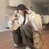 Moletom Gola Redonda Feminino 2026 Novo Outono Inverno Com Pelúcia Extra Tamanho Grande Sem Capuz Solto Estilo Preguiçoso Estilo Hong Kong Chique Manga Longa