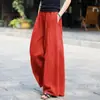 Pantalones Anchos de Algodón y Lino de Cintura Alta para Mujer, Nueva Colección Primavera, Verano y Otoño, Corte Recto, Color Sólido, Corte Holgado, Versátiles, Adelgazantes, Pantalones Casuales