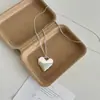 Collar Largo con Colgante Metálico en Forma de Corazón para Mujer, Cadena Versátil Simple de Alto Nivel para Suéter, Accesorio de Cadena para Sudadera con Diseño de Nicho