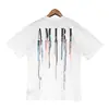 Camiseta de manga corta con estampado de letras graffiti de la marca de moda transfronteriza Amiri para hombre y mujer, verano y primavera, cuello redondo, holgada, 100% algodón puro