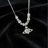 Collar de perlas brillantes de estilo ni ni mismo estilo para mujer, collar de nicho de lujo ligero, cadena de clavícula de perlas blancas de alta calidad