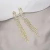 Novos Brincos de Franja com Strass, Design de Borboleta e Flor, Tarraxas de Pérola S925, Brincos Longos Estilosos e Elegantes Que Emagrecem o Rosto