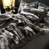 Estilo de Lujo Ligero de Invierno Set de Cuatro Piezas Engrosado de Terciopelo de Visón Terciopelo de Leche Terciopelo de Piel de Conejo Terciopelo de Piel Sintética Funda Nórdica Sábana Funda de Almohada Ropa de Cama 3