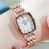 GEDI2021 - Reloj de cuarzo para mujer, estilo coreano, informal, con diamantes, resistente al agua, con correa de acero en oro rosa