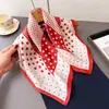 Pañuelo cuadrado de seda sintética estampado de lunares bicolor, chal, bufanda de cuello, corbata de cuello de alta gama, pañuelo cuadrado pequeño, pañuelo para la cabeza, pañuelo de seda, bufanda para mujer