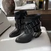Botas para mujer 2026, cómodas con hebilla de cinturón, diseño de remaches de otoño, elegantes botas de cuero, nuevas botas de moda, tacones altos versátiles
