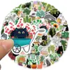 50 Pegatinas de Gatos y Plantas de Dibujos Animados Pueden Decorar Maletas y Cuadernos, Pegatinas Populares Transfronterizas Impermeables Sin Repetir