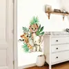 Brup Adesivos de Parede Animais da Selva em Aquarela Guepardo Girafa Elefante Adesivos de Decoração de Parede para Quarto de Crianças Br5435Q