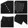 Calça Jeans Wide-Leg Masculina com Bolsos em Couro Patchwork Decorados com Botões, Novo Estilo Primavera, Estilo Minimalista de Alto Padrão, Calça Longa Casual Solta para Mulheres