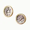 Pendientes Vintage Estilo Medieval Relieve de Cabeza Griega Moneda Antigua Pendientes Redondos Pendientes Elegantes Retro para Mujer