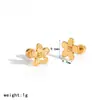 Aretes de Flor de Diamantes de Imitación de Cristal con Post de Bola para Piercing Acero Inoxidable con Galvanoplastia al Vacío en Oro de 18K Aretes de Clavo para Oreja Sensación de Alta Gama