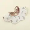 Babero de Doble Cara para Bebé con Lazos de Pétalos, Seis Capas de Gasa de Algodón Puro, Babero Absorbente para Regurgitación de Recién Nacido y Toalla para Saliva