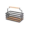 Estante portátil de almacenamiento de condimentos estilo nórdico con base de hierro y bambú, organizador de botellas de especias para encimera de cocina