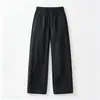 Pantalones Casuales Lisos de Color Nuevo Otoño para Mujer Cintura Elástica Cordón Rectos Largos Versátiles Pierna Ancha Pantalones de Mujer