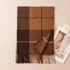 Cachecol Estilo Europeu Outono Inverno Novo Estilo Protetor de Pescoço Xadrez com Franjas Estilo Britânico Lenço Versátil Feminino Venda por Atacado de Fábrica