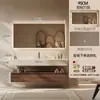 Bacia para Lavar Louça Estilo Medieval Cerâmica Integrada Banheiro Gabinete de Banheiro Combinação Ardósia Curvada a Quente Combinação de Bacia para Lavar Louça