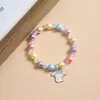 Pulseira Fofa Colorida Pulseira de Contas Acrílicas Pingente de Animal Desenho Animado Gatinho Coelho Pulseira de Joias