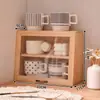 Caixa de armazenamento de canecas para mesa, estante de armazenamento de conjunto de chá em madeira maciça, armário vintage de armazenamento de perfume e cuidados com a pele com tampa