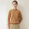 Suéter 100% cachemira pura, nuevo estilo otoño e invierno, jersey holgado corto para mujer con cuello semi-alto, camiseta base de punto cálida